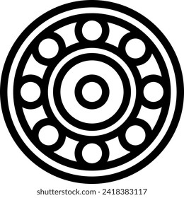 Ball bearing engineering icon with black outline style. engine, ball, bearing, machinery, industrial, wheel, machine. Vector Illustration