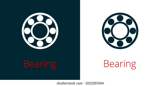 Ball bearing flat vector icon on white background and inversion