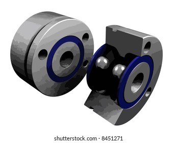Ball bearing lays on a white background