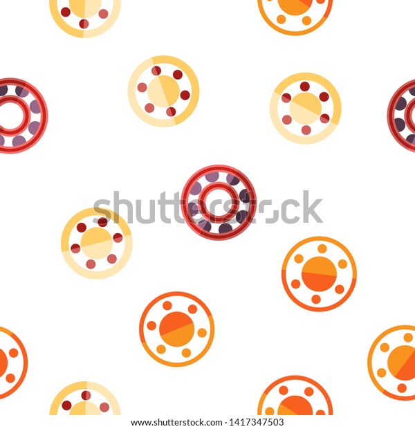 Ball Bearing\
Mechanism Vector Color Icons Seamless Pattern. Rolling Ball Bearing\
Linear Symbols Pack. Wheels, Gears, Machinery Equipment.\
Engineering, Machine Element\
Illustrations