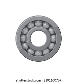 Ball Bearing With Rolling Elements Spherical Balls. Vector Motion Bearing Vehicle, Motorcycle Or Bike Spare Part. Engineering And Machinery Gear, Grease Roller, Rolling Steel Industrial Wheel