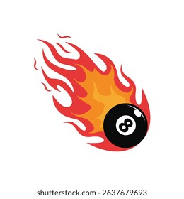ball billiard pool 8 fire icon vector logo design template