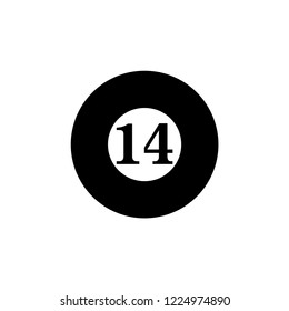 Ball of billiard sport, with number  14.vector illustration