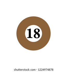 Ball of billiard sport, with number 18 .vector illustration