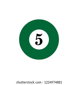 Ball of billiard sport, with number  5.vector illustration