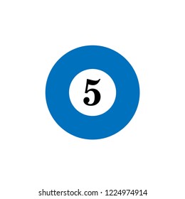 Ball of billiard sport, with number  5.vector illustration