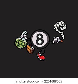 Ball Billard, Vektorrauchgelenk mit Krautkartoon