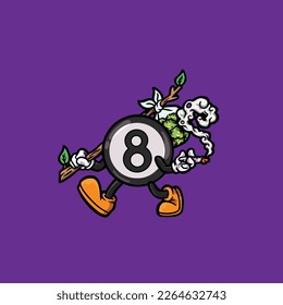 ball billiard vector smoking joint hold nug weed cartoon