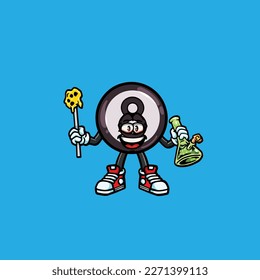 ball billiard vector smoking joint hold nug weed cartoon