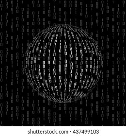 Ball of binary code. Abstract technology background, vector illustration, eps10