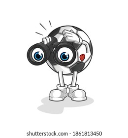 ball with binoculars character. cartoon mascot vector