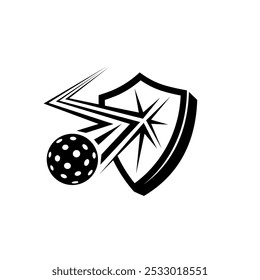 ball bounces off shield, pickleball logo