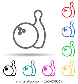 ball and bowling multi color style icon. Simple thin line, outline vector of web icons for ui and ux, website or mobile application