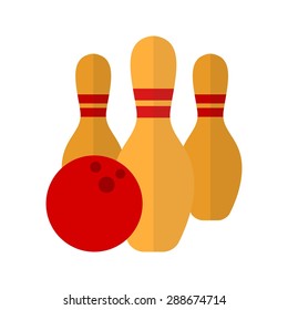 Ball, bowling, pins, throw, sports icon vector image. Can also be used for fitness, recreation. Suitable for web apps, mobile apps and print media.