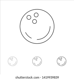 Ball, Bowling, Sports, Strike Bold and thin black line icon set