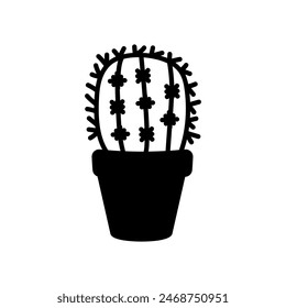  Icono aislado de cactus de bola, Ilustración vectorial