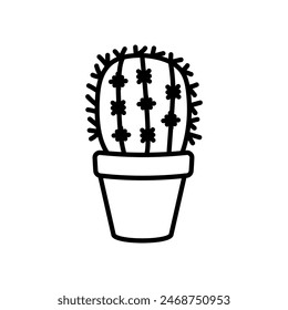  Icono aislado de cactus de bola, Ilustración vectorial