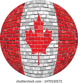 Ball with Canada flag in brick style - Illustration, 
Abstract Grunge Mosaic vector