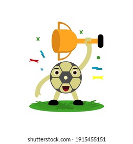ball cartoon character with trophy of illustration vector graphic