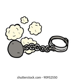 caricatura de bola y manáculo de cadena