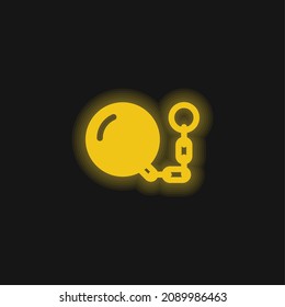 Ball And Chain Yellow Glowing Neon Icon