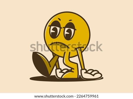 the ball character is in a bad mood walking with hands down