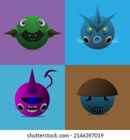 Ilustración vectorial de caracter de bola, Ideal para logotipos, mascotas, iconos, símbolos, etc.