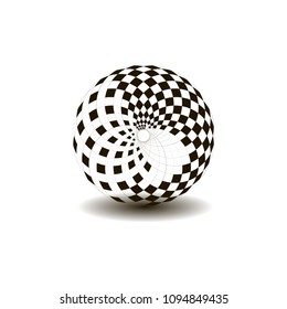 Ball with chess pattern, black and white color, transparent