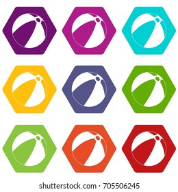 Ball for children to play icon set many color hexahedron isolated on white vector illustration