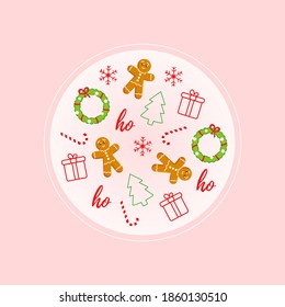 ilustración de la bola con elementos de navidad