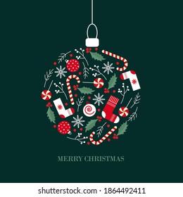 ball with christmas elements illustration