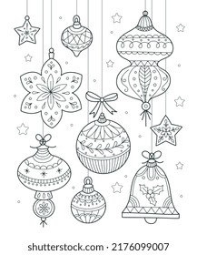 Ball Christmas Ornaments Drawing Coloring Page