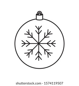 ball christmas with snowflake decoration line style icon vector illustration design