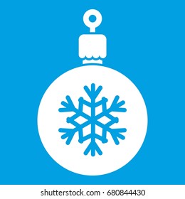 Ball for the Christmas tree icon white isolated on blue background vector illustration