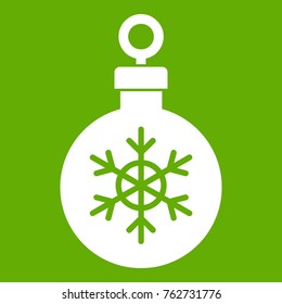 Ball for the Christmas tree icon white isolated on green background. Vector illustration