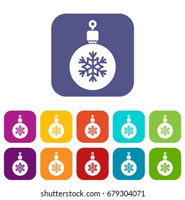 Ball for the Christmas tree icons set vector illustration in flat style In colors red, blue, green and other