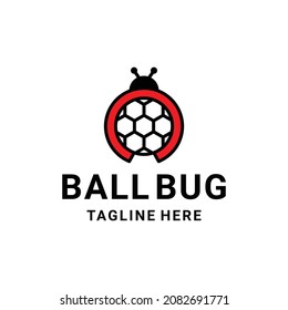 Ball combination with Bug insect in white background, template vector logo design