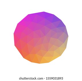 The ball is constructed of colored triangles, low poly.