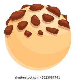Ball of cookie dough is being prepared for baking in the oven with chocolate chips