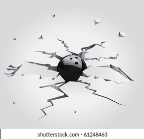 Ball in Cracked Stone Set 4 Vector Drawing