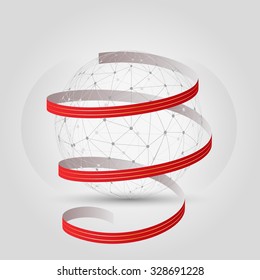 ball created different small triangles created from connected dots and ribbon