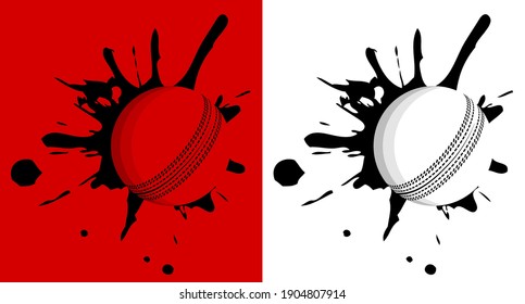 ball for cricket hit the wall with splashes. Sport equipment. Team sports. Active lifestyle. Vector