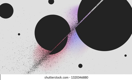 Ball cutting of sword attack, black powder explosion abstract background Vector illustration for design of booklets and posters