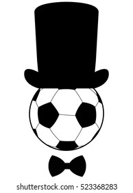 The ball is in the cylinder hat with butterfly
