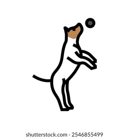 ícone de cor do cachorro da bola vetor. sinal do cachorro da bola. ilustração do símbolo isolado