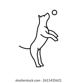 ball dog line icon vector. ball dog sign. isolated contour symbol black illustration