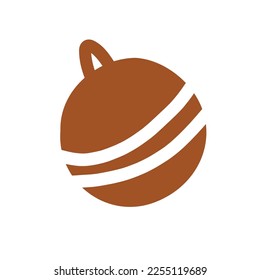 Ball. Dog toy, brown rubber ball with a white stripe on a white background. Vector drawing drawn by hand on a tablet. For printing, decor, creativity.