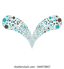 Ball Double Stream vector illustration. Style is grey and cyan bicolor flat circles, white background.
