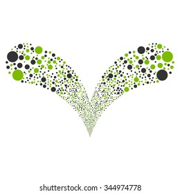 Ball Double Stream vector illustration. Style is eco green and gray bicolor flat circles, white background.