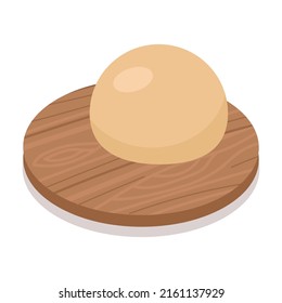 Una bola de masa en una tabla de madera.